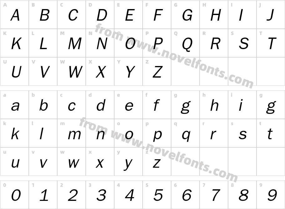 BloknotC-ItalicCharacter Map