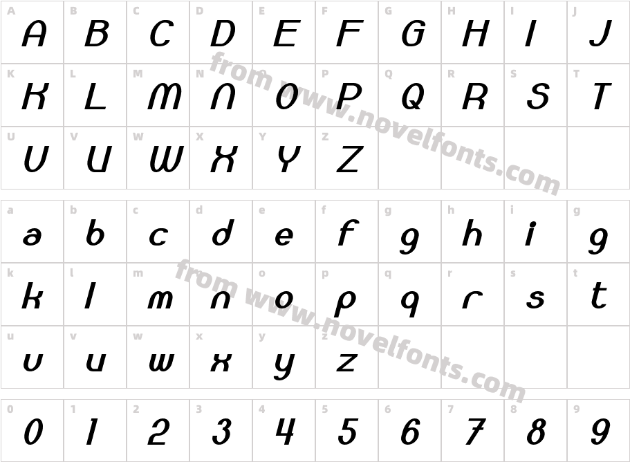 Bloomingworth-ItalicCharacter Map