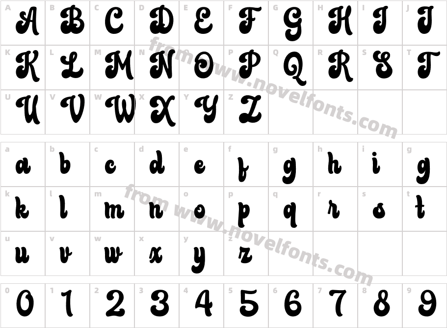 Bluend RegularCharacter Map