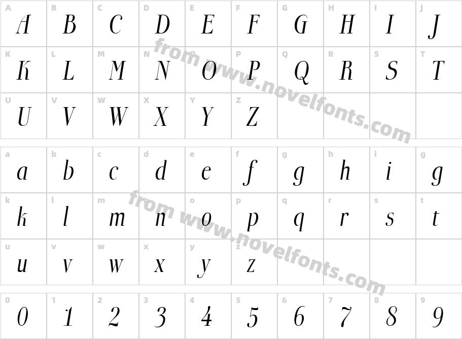 BoberiaLL ItalicCharacter Map