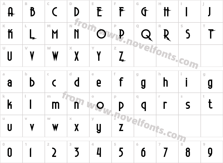 Electrorocket BoldCharacter Map