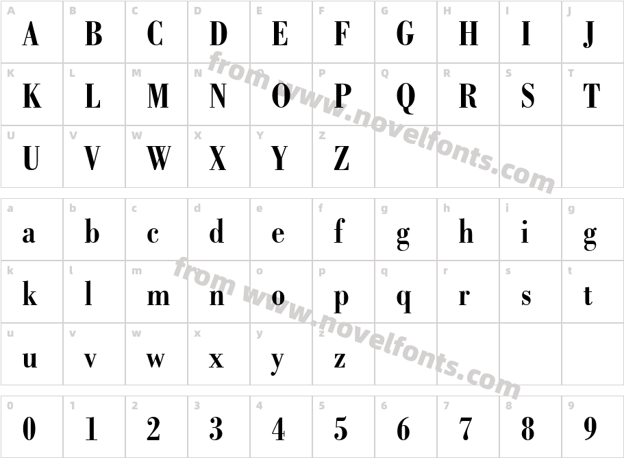 Bodoni BdCn BTCharacter Map