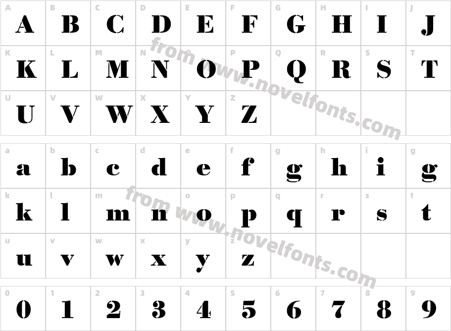 Bodoni Becker Stencil BoldCharacter Map