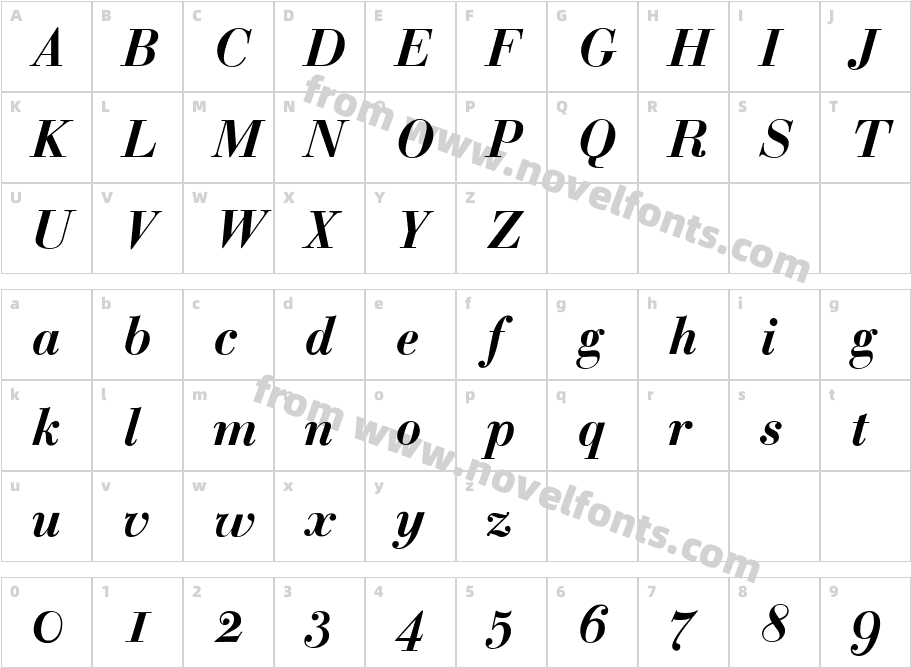 Bodoni Classic AdCharacter Map