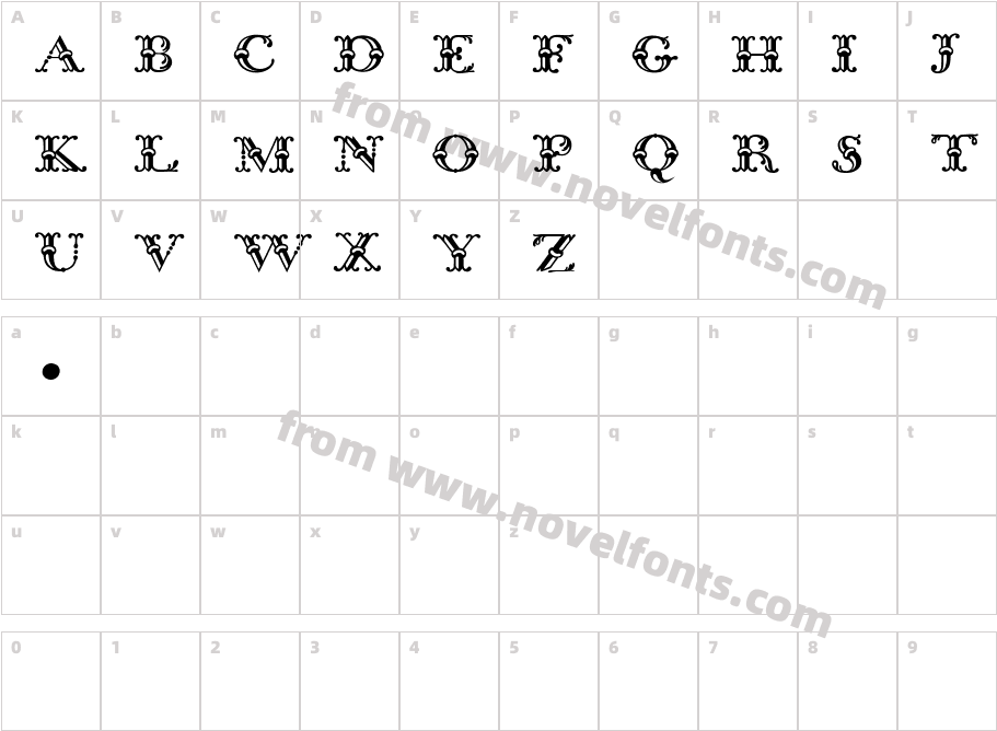 Bodoni Classic Bambus InitialsCharacter Map