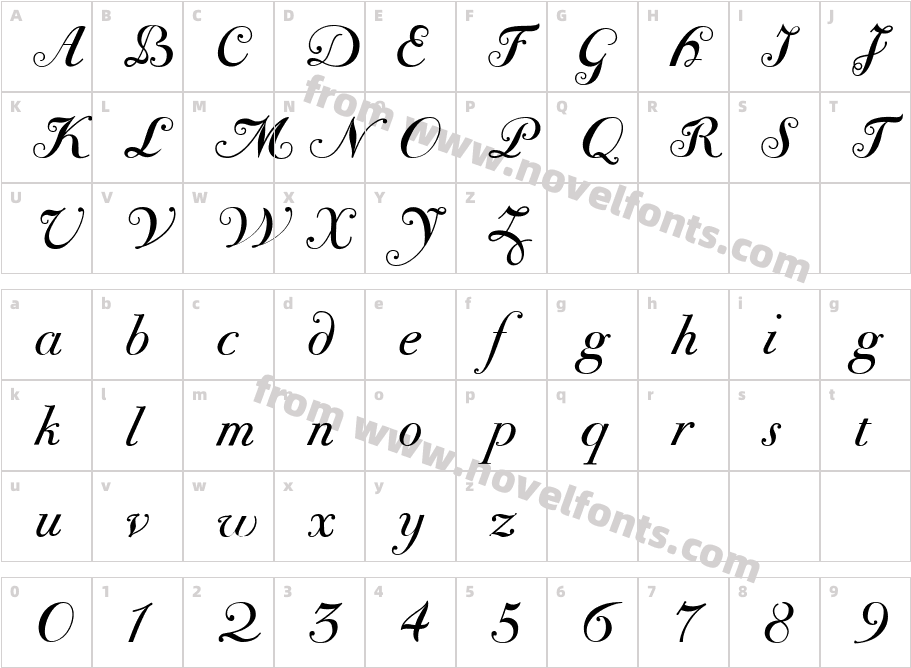 Bodoni Classic ChanceryCharacter Map