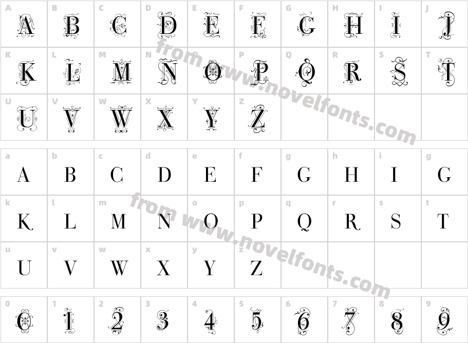 Bodoni Classic Deco CapsCharacter Map