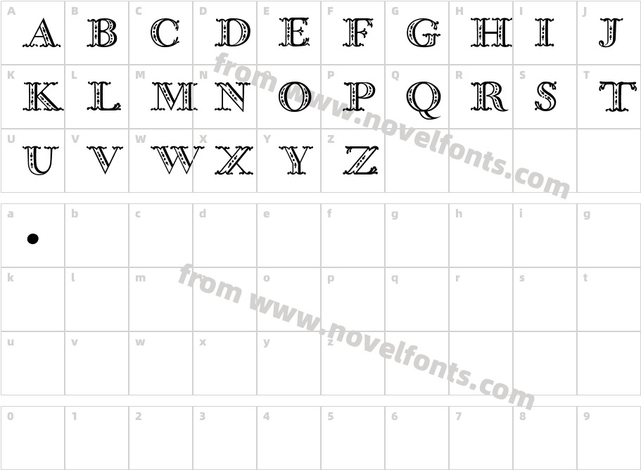 Bodoni Classic Shadow InitialsCharacter Map