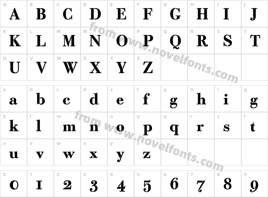 Bodoni Classic Stencil FatCharacter Map