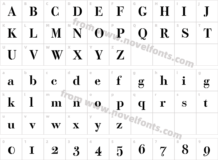 Bodoni Classic StencilCharacter Map