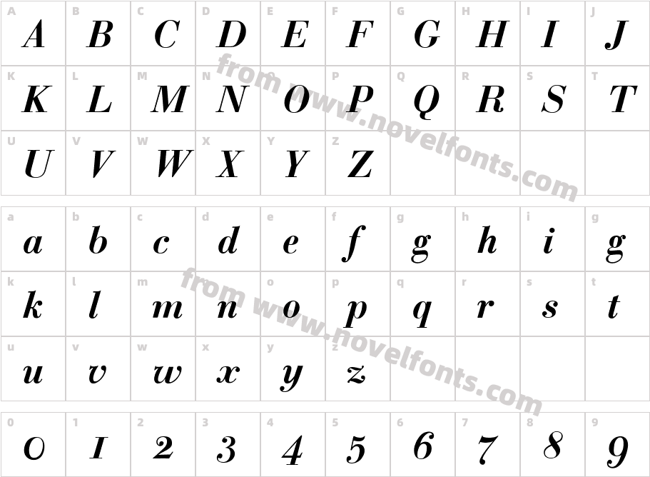 Bodoni Classic TextCharacter Map