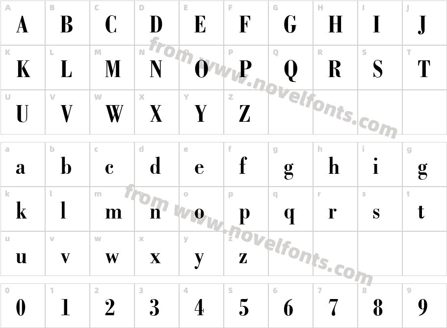 Bodoni LT BoldCondensedCharacter Map