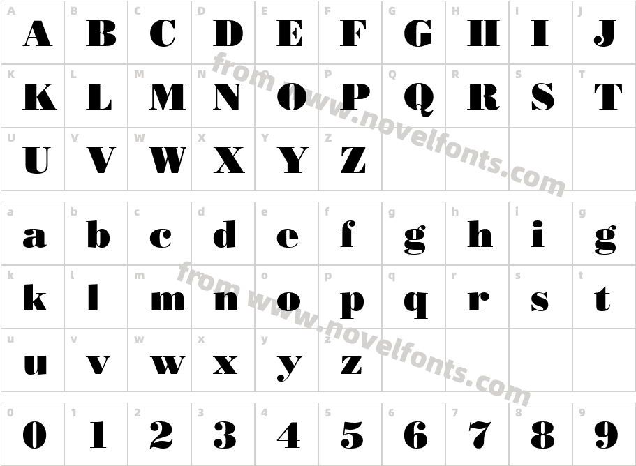 Bodoni LT PosterCharacter Map