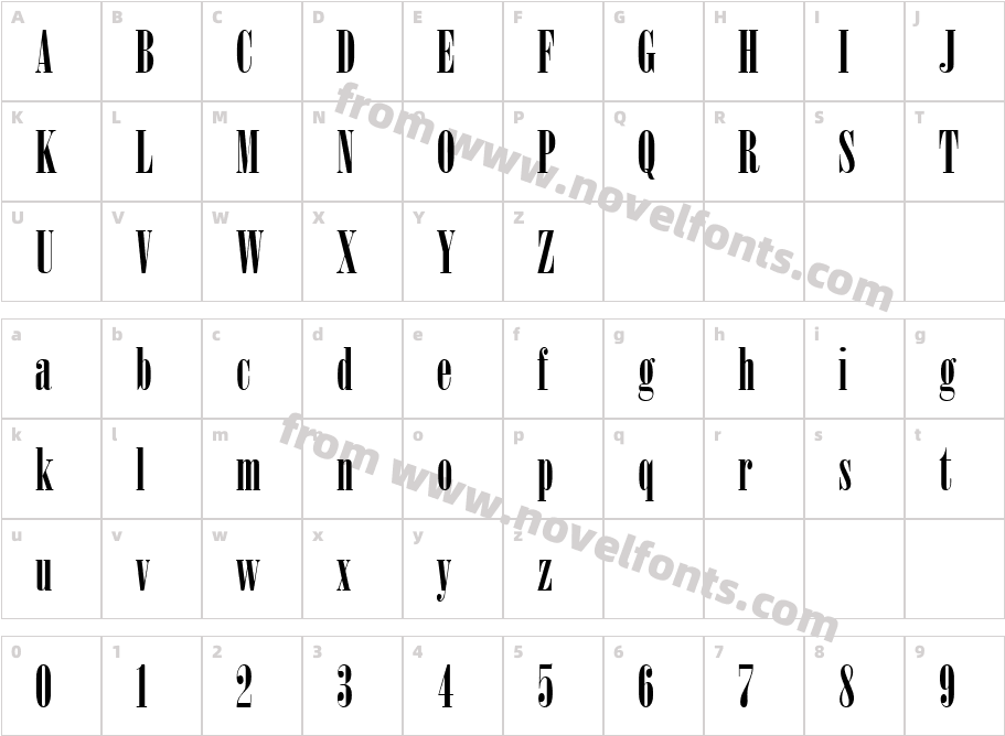 Bodoni MT Poster CompressedCharacter Map