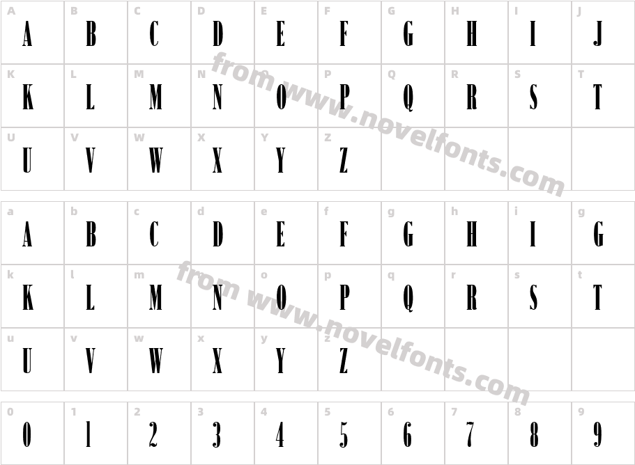 Bodoni No2 D OT Ultra CompressCharacter Map