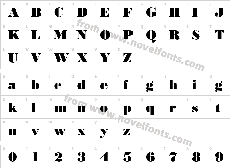 Bodoni No2 D OT UltraCharacter Map