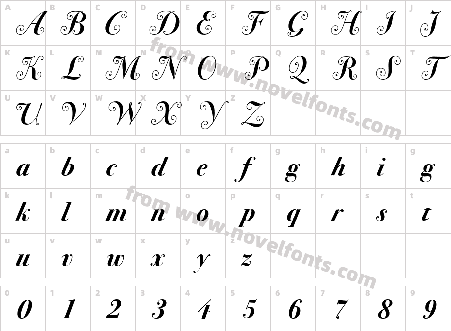 Bodoni SvtyTwoSwa ITC TTCharacter Map