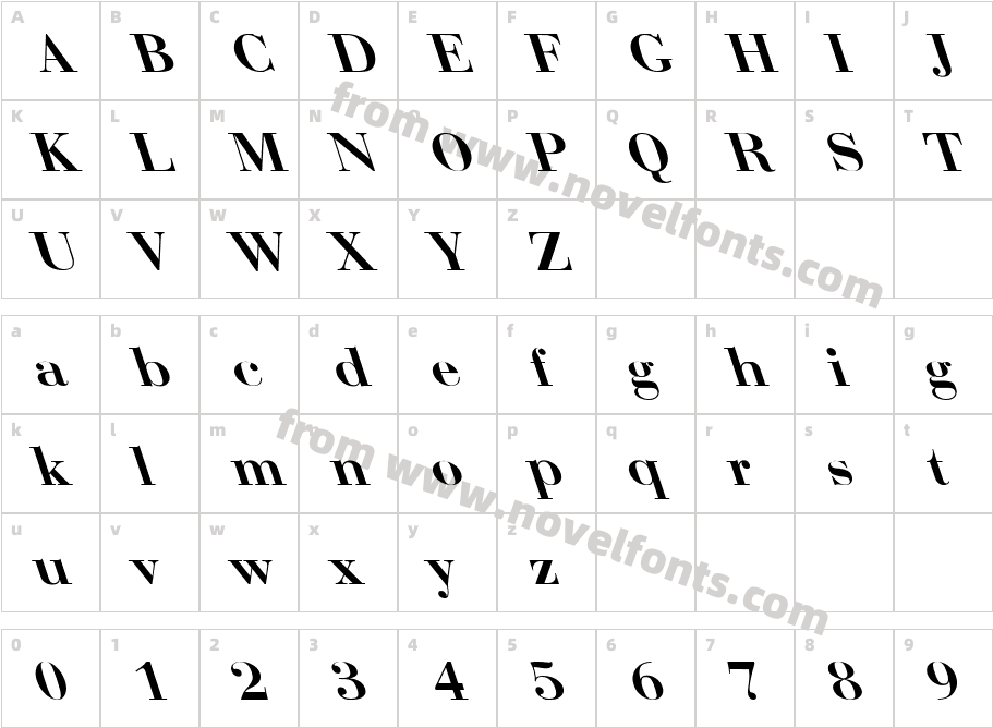 Bodoni-Bold LeftyCharacter Map