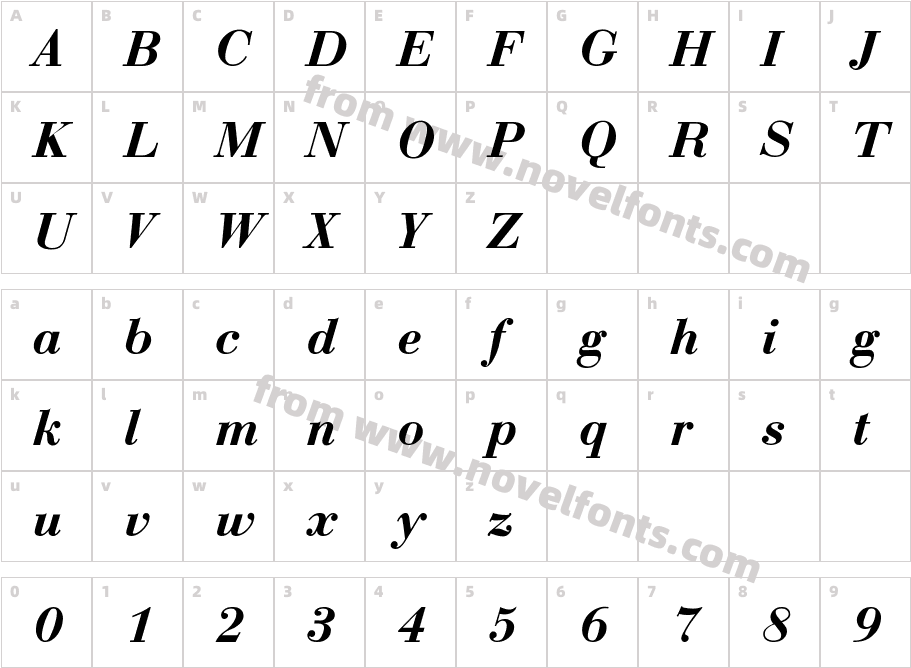 Bodoni-BoldItalic-DTCCharacter Map