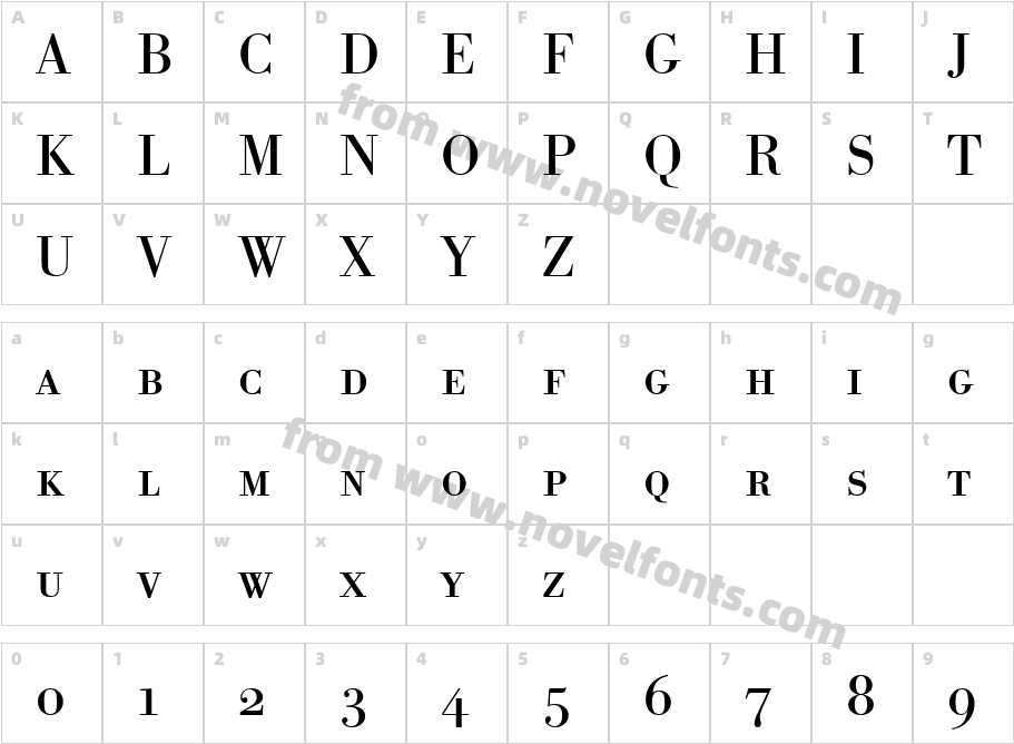 BodoniAntSCTRegCharacter Map