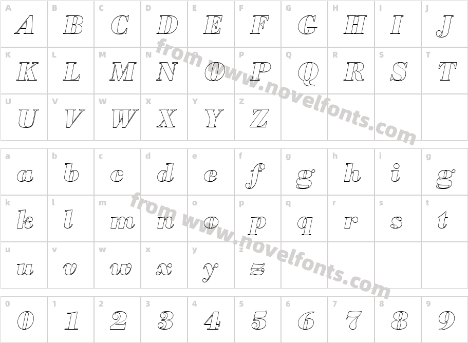 BodoniAntTBolItaOu1Character Map