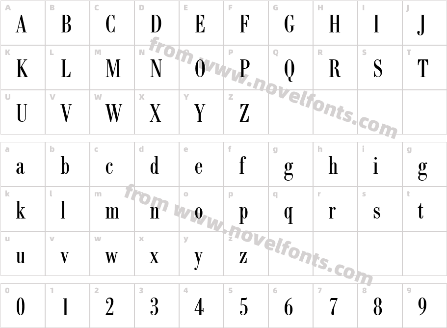 BodoniAntTConCharacter Map