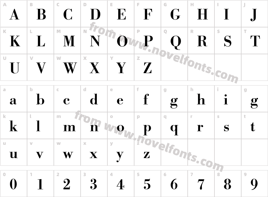 BodoniAntTDemBolCharacter Map