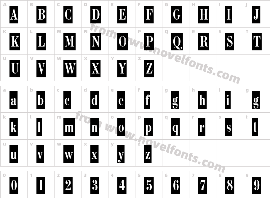 BodoniCameoCTTCharacter Map