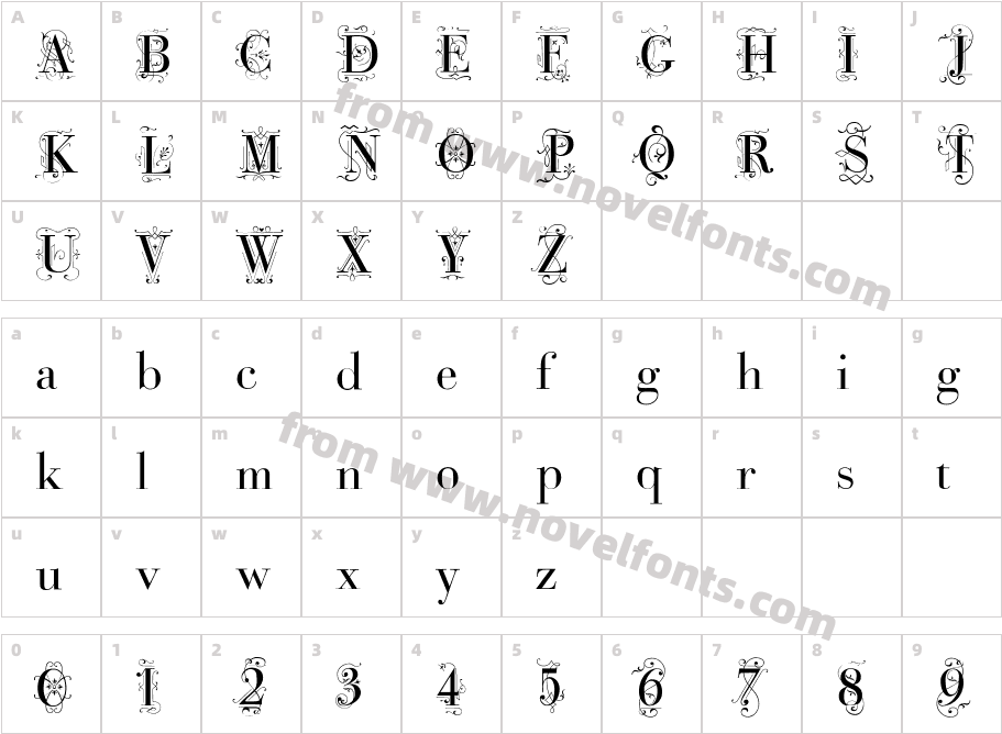 BodoniClassicDecoRomanCharacter Map