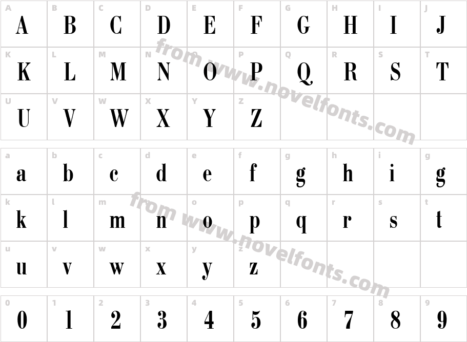 BodoniCondCTTCharacter Map