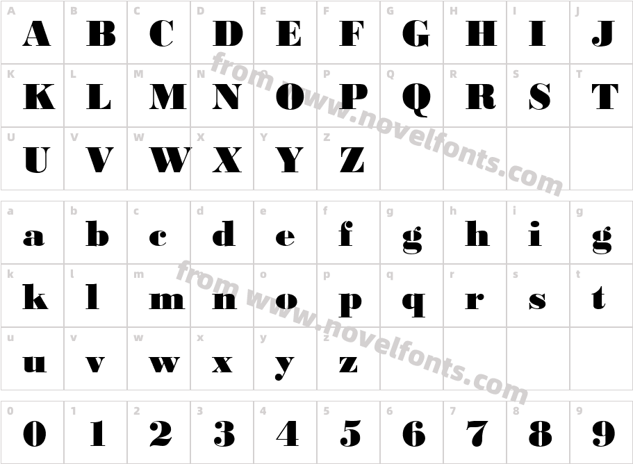 BodoniDBlaCharacter Map