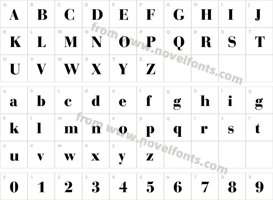 BodoniDisplayBoldCharacter Map