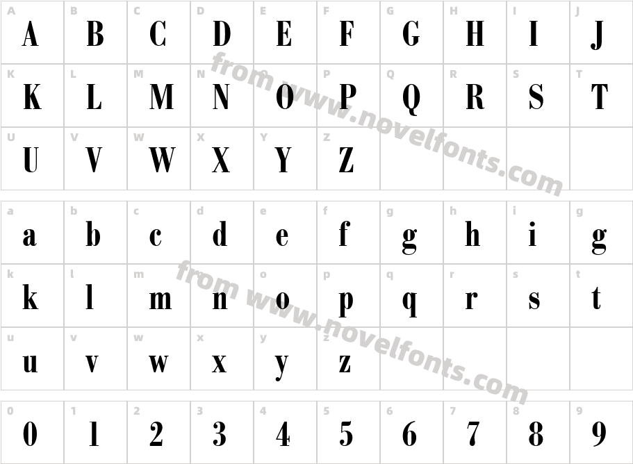 BodoniEFCharacter Map