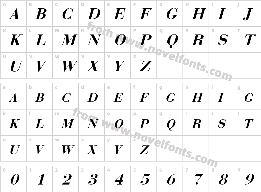 BodoniExpert_BoldItalicCharacter Map