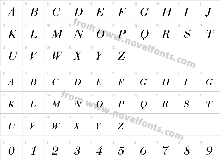 BodoniExpert_ItalicCharacter Map