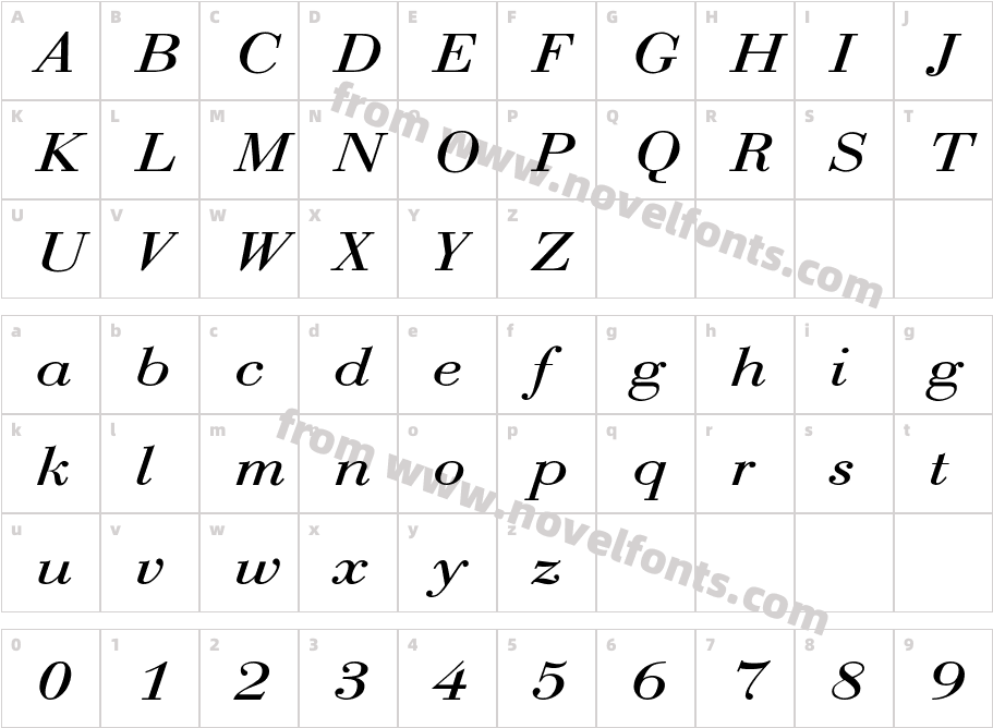 BodoniExt-Normal-ItalicCharacter Map