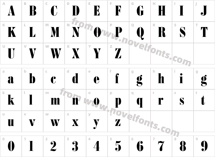 BodoniFBCharacter Map