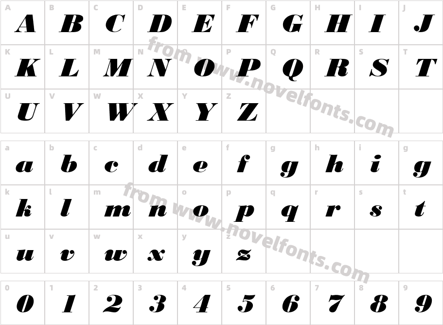 BodoniH_Bold_ItalicCharacter Map