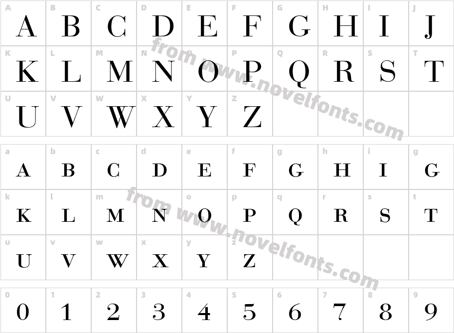 BodoniNo1URWDCDRegCharacter Map