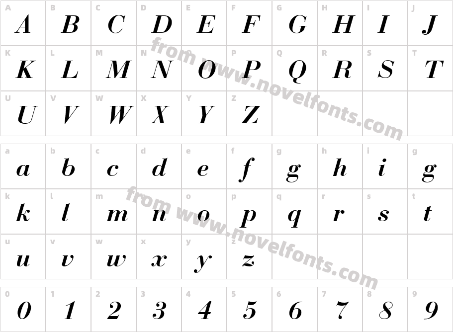 BodoniNo1URWDDemBol-Italic_7819Character Map