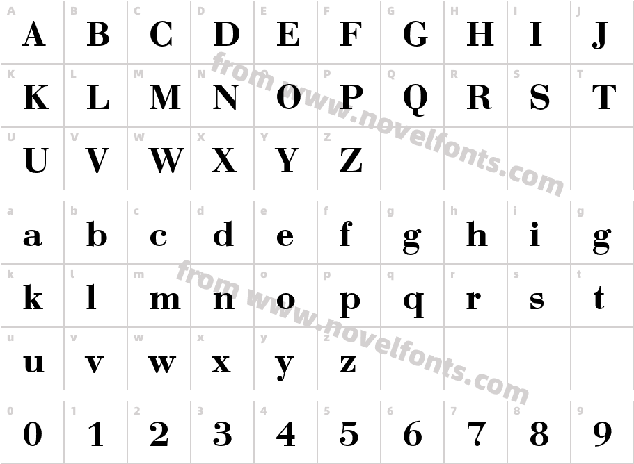 BodoniNo1URWTDemBolCharacter Map