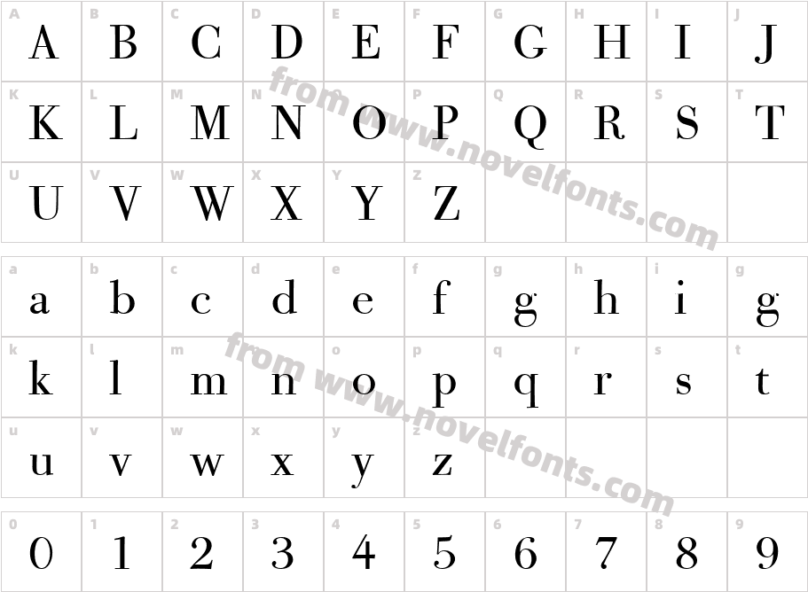 BodoniOldFaceBECharacter Map