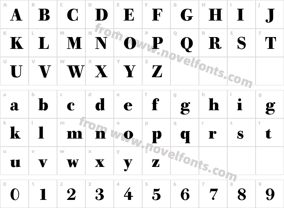 BodoniOldFaceBEBoldCharacter Map