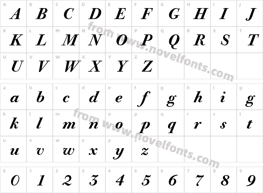 BodoniOldFaceBEMedium_ItalicCharacter Map