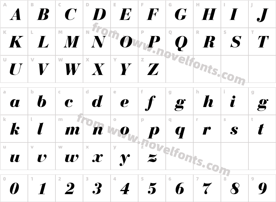 BodoniRecutBlackSSKCharacter Map