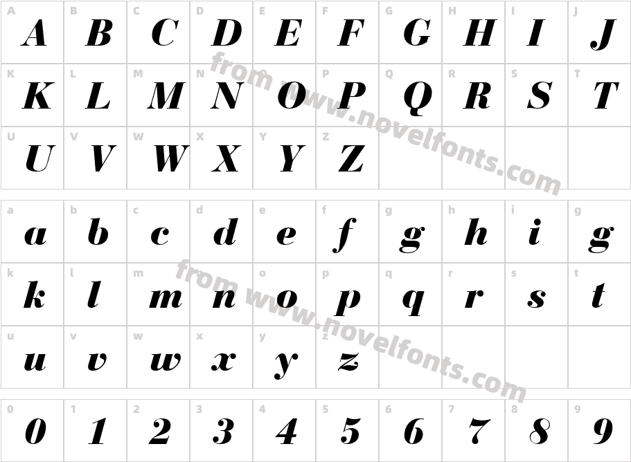 BodoniRecutHeavyCharacter Map