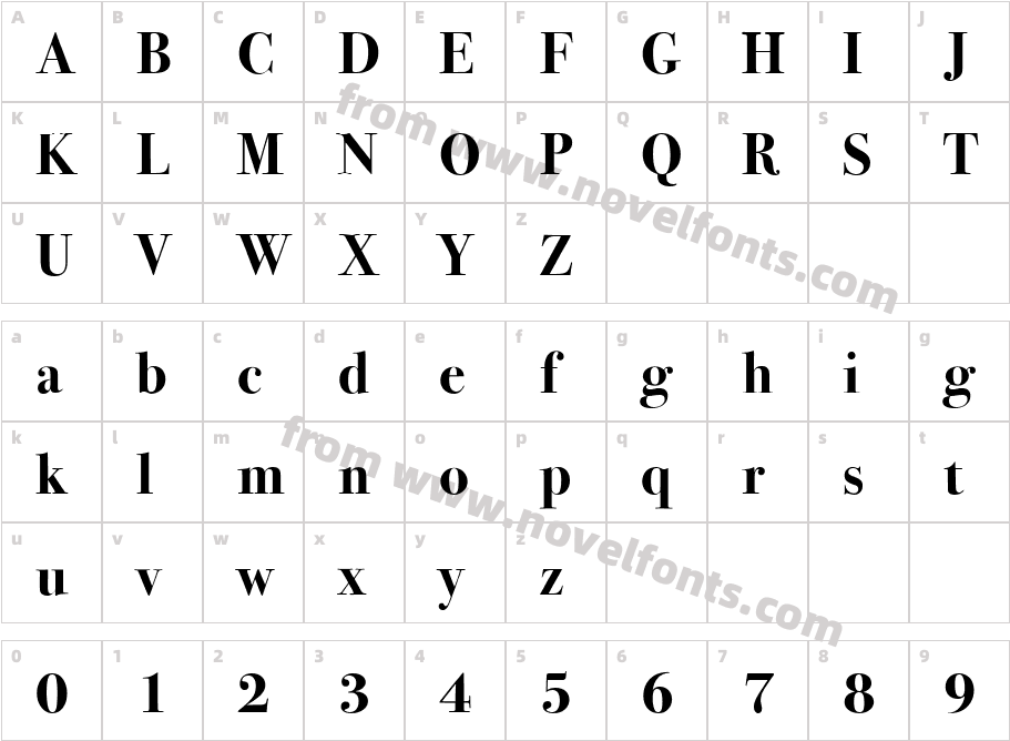 BodoniSevITCBooCharacter Map