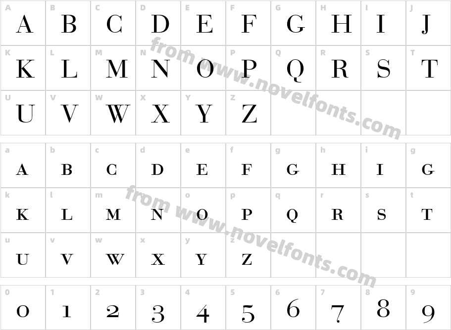 BodoniSmcCharacter Map