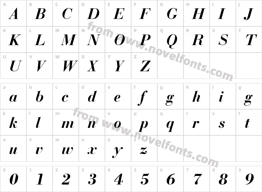 Bodonoff_Bold_ItalicCharacter Map