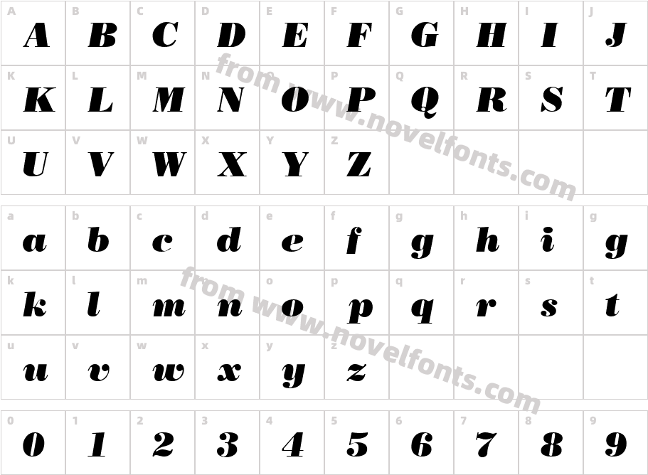 Bodonoff_Ultra_kursivCharacter Map